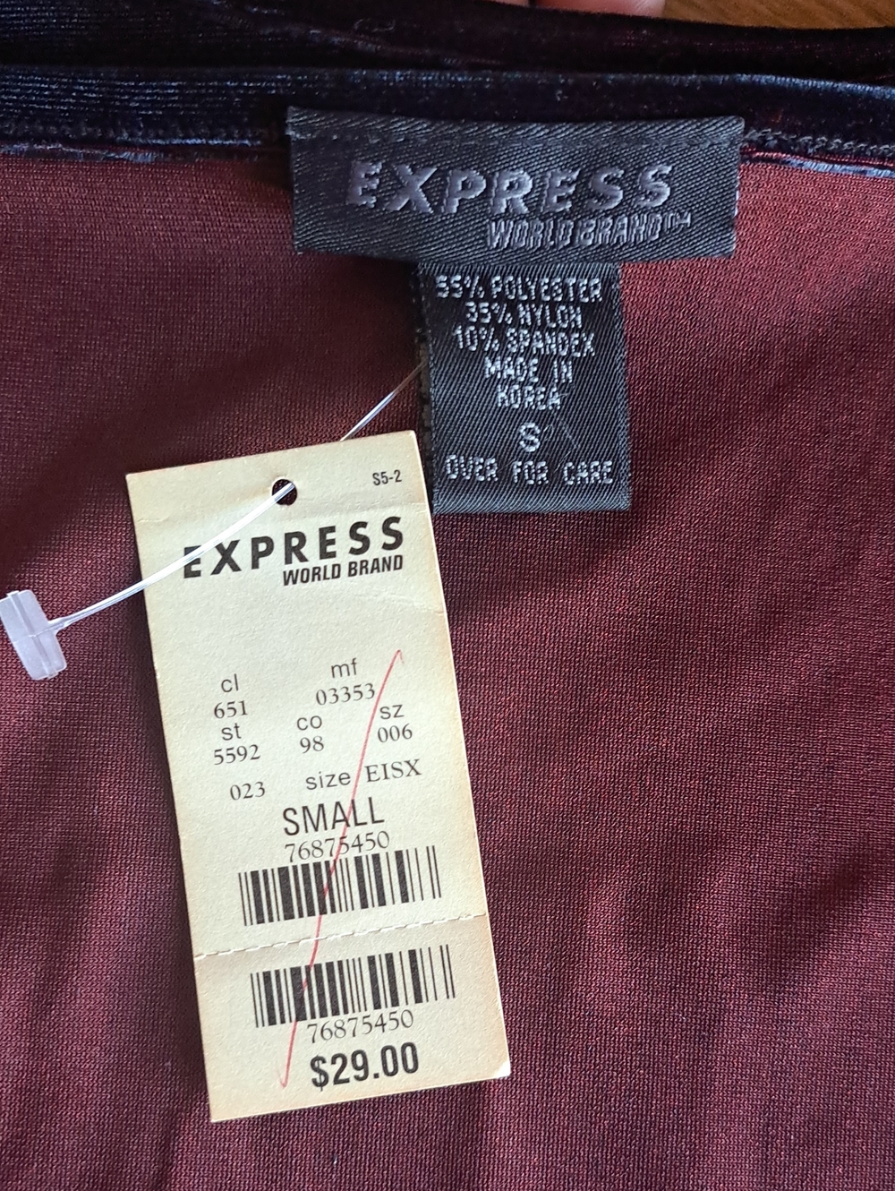 Express World Brand Velvet Cami Top Small Black Burgundy Y2K - Picture 8 of 9